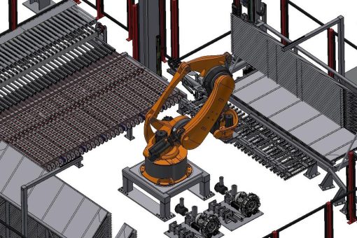 Automatische Laufstreifenbeladung mit Roboter