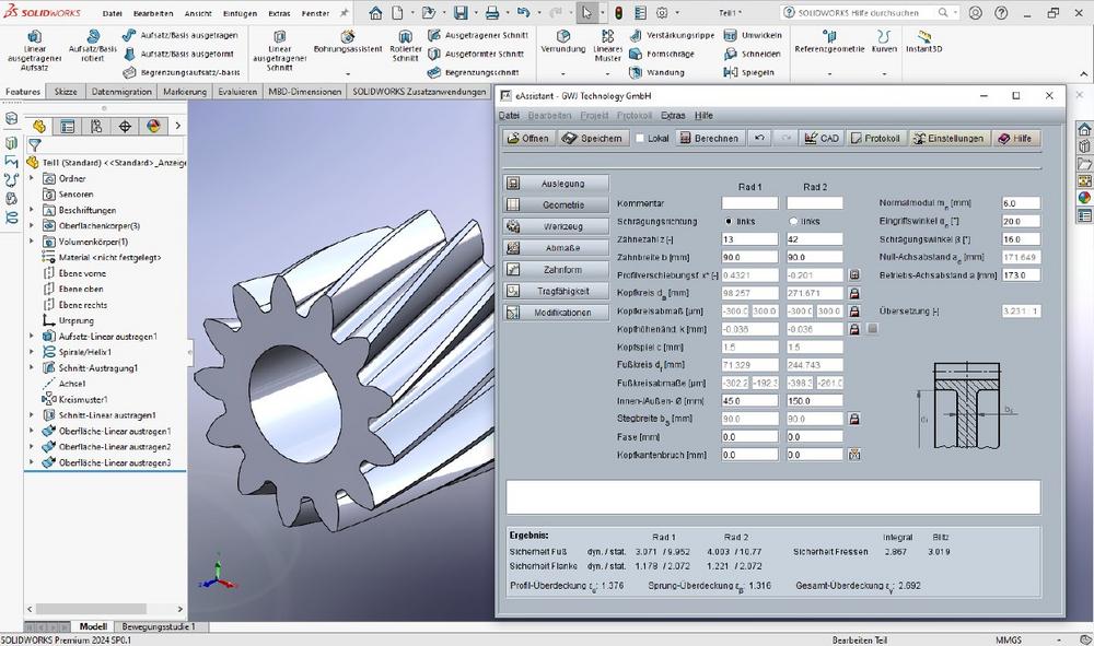 Neue Integration der Berechnung von Zahnrädern, Wellen, etc. in 3D-CAD